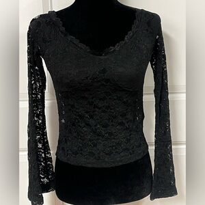 Black Lace Off The Shoulder Crop Top